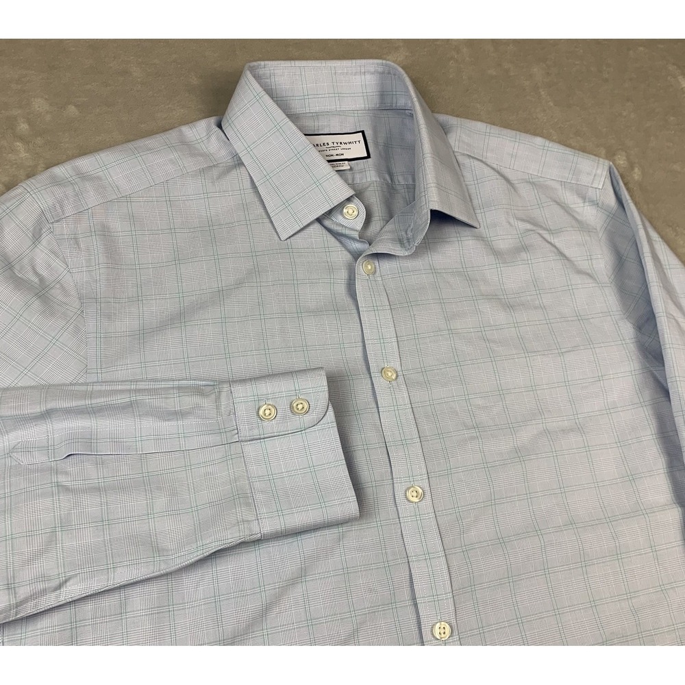Charles Tyrwhitt Dress Shirt Men 16.5/33 Blue Extra Slim Fit Button Up Non Iron